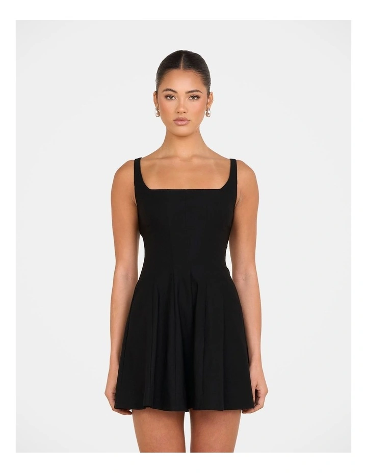 Simone Square Neck Mini Dress in Black image 1