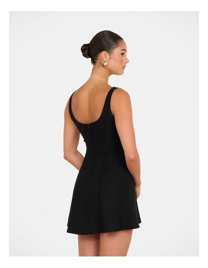 Simone Square Neck Mini Dress in Black image 2