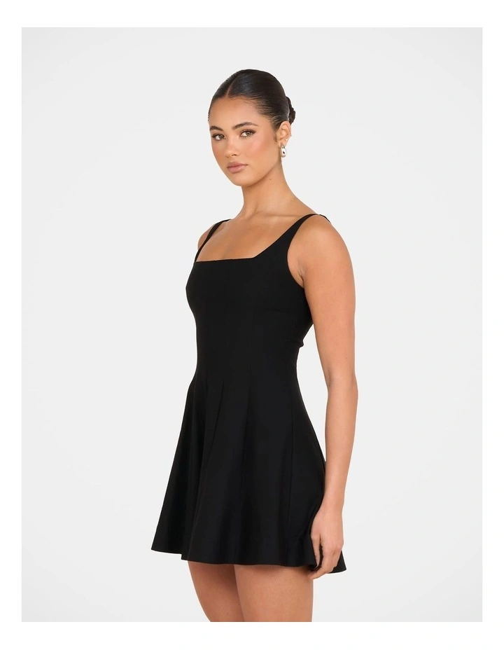 Simone Square Neck Mini Dress in Black image 3
