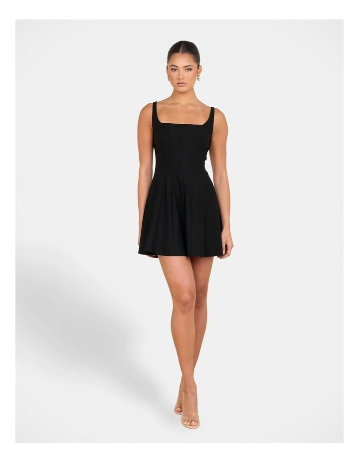 Simone Square Neck Mini Dress in Black image 5