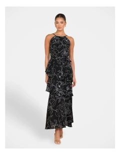 Yva Tiered Midi Dress in Multi