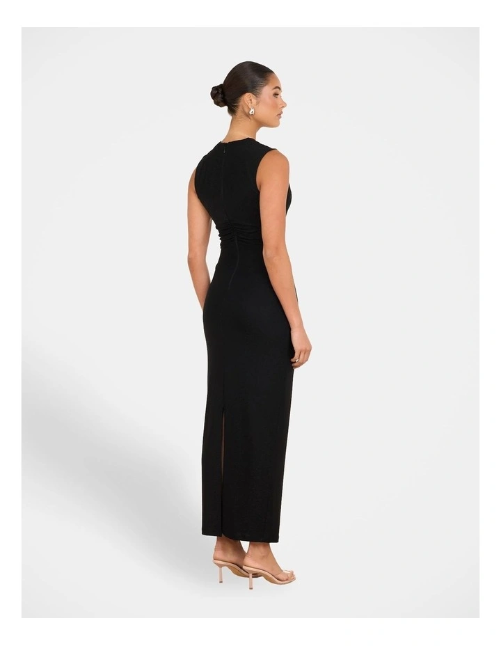 Margo High Neck Lurex Maxi Dress in Black image 2