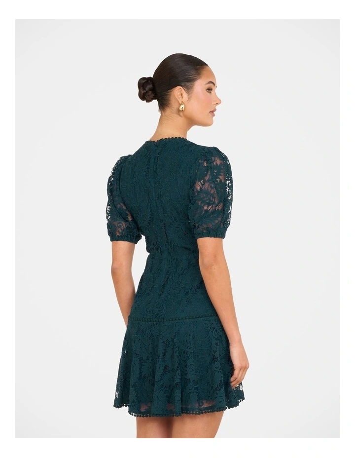 Ellaria Puff Sleeve Mini Dress in Navy image 3