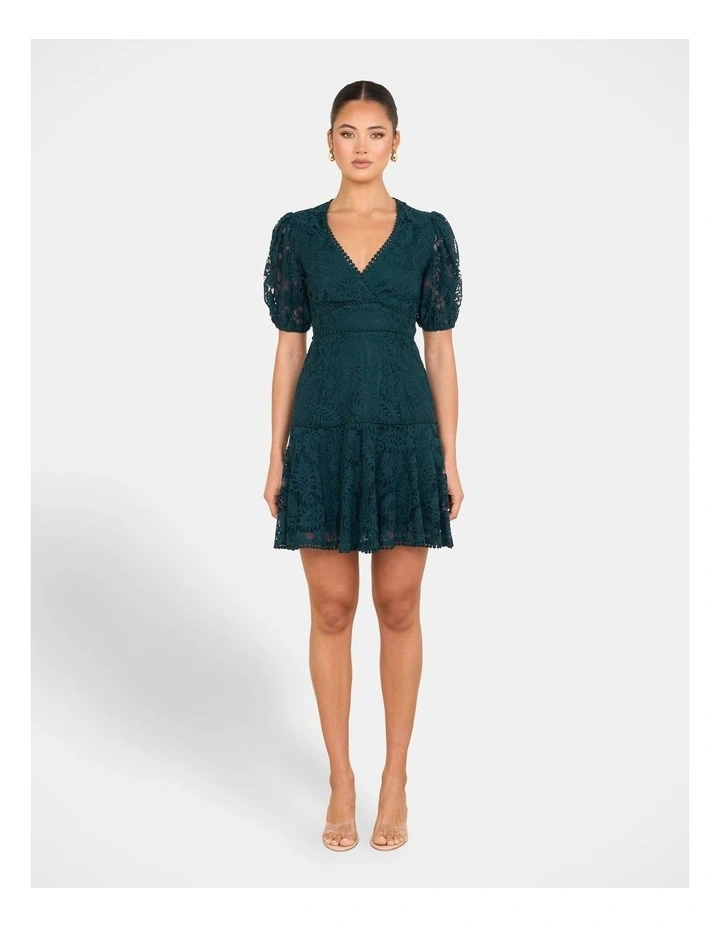 Ellaria Puff Sleeve Mini Dress in Navy image 4