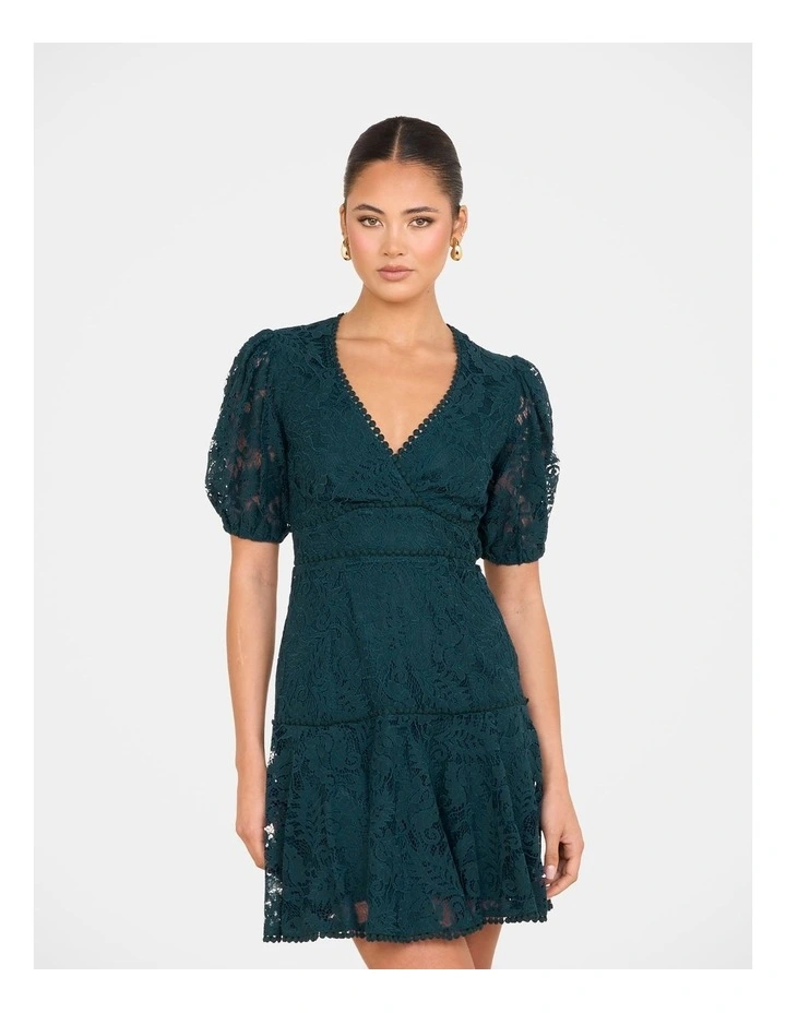 Ellaria Puff Sleeve Mini Dress in Teal image 5