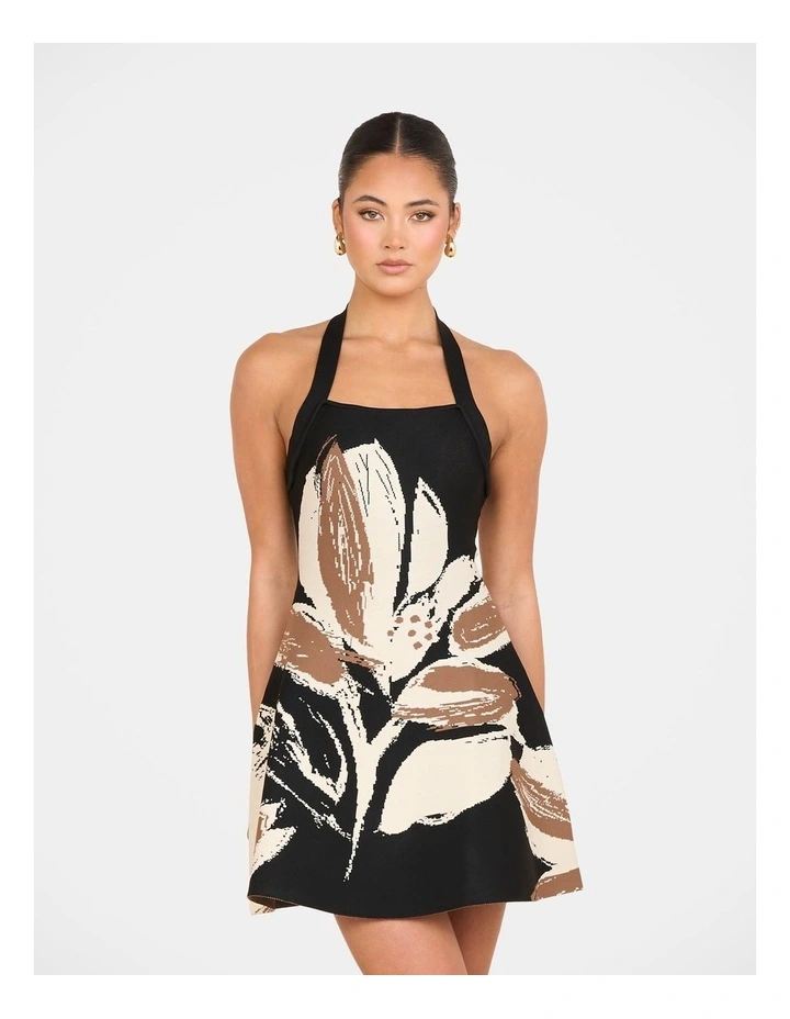 Aislyn Halter Knit Mini Dress in Black image 1