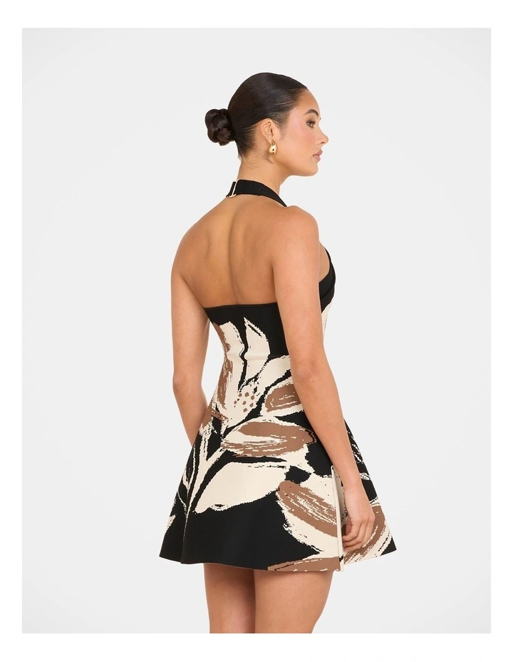 Aislyn Halter Knit Mini Dress in Black image 2