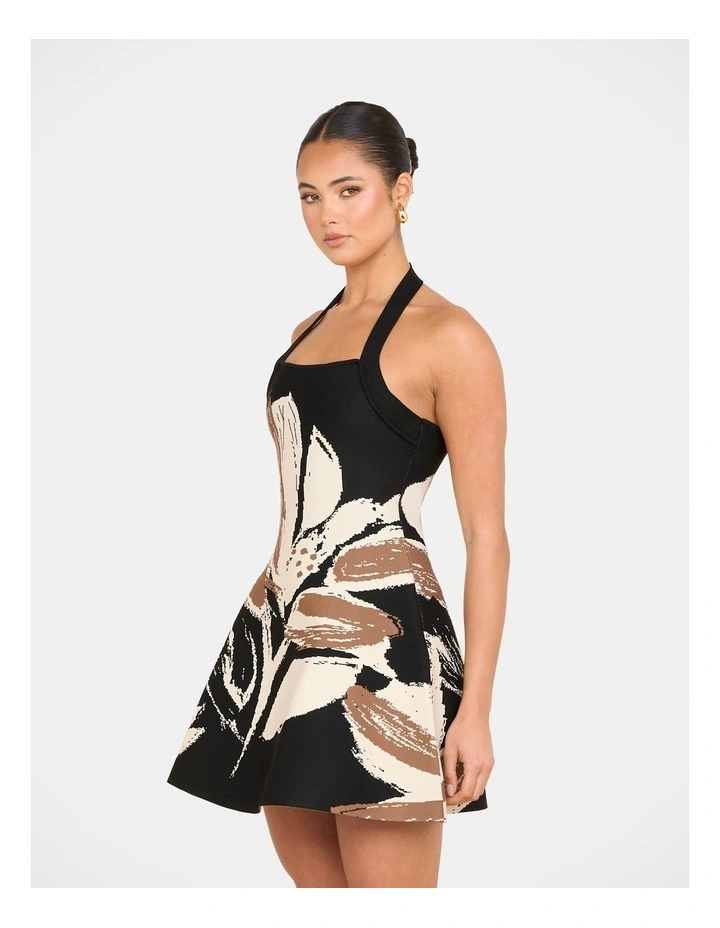 Aislyn Halter Knit Mini Dress in Black image 3
