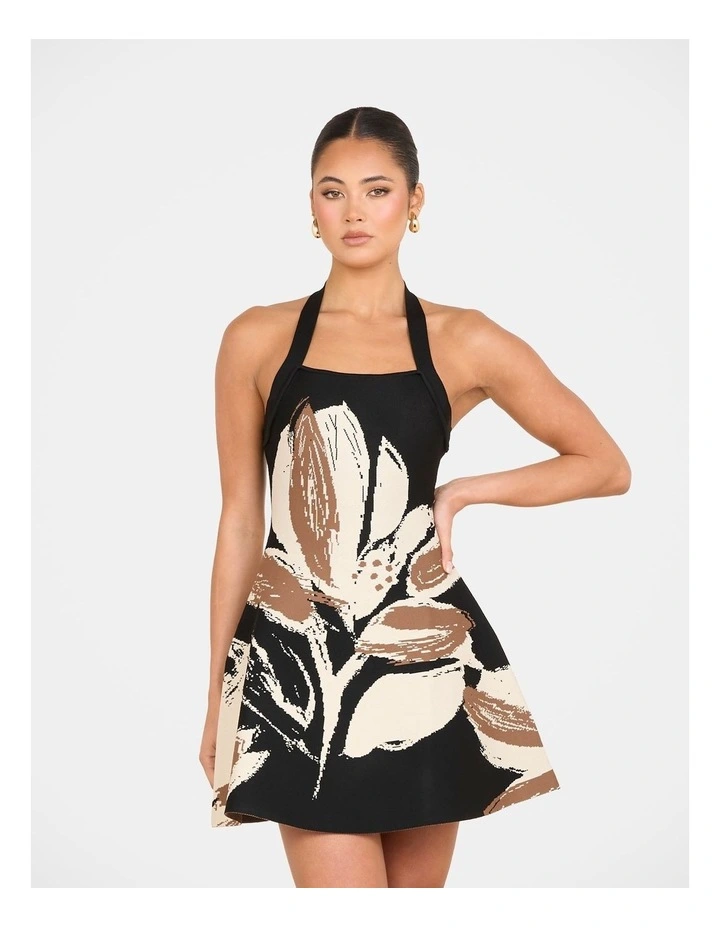 Aislyn Halter Knit Mini Dress in Black image 4