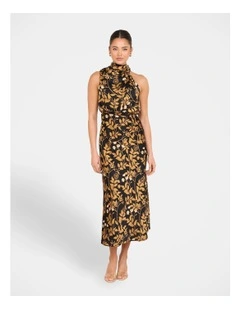 Cathy Satin Midi Dress in Print