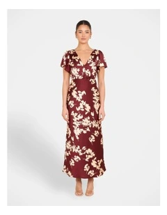 Genoa Satin Maxi Dress in Multi