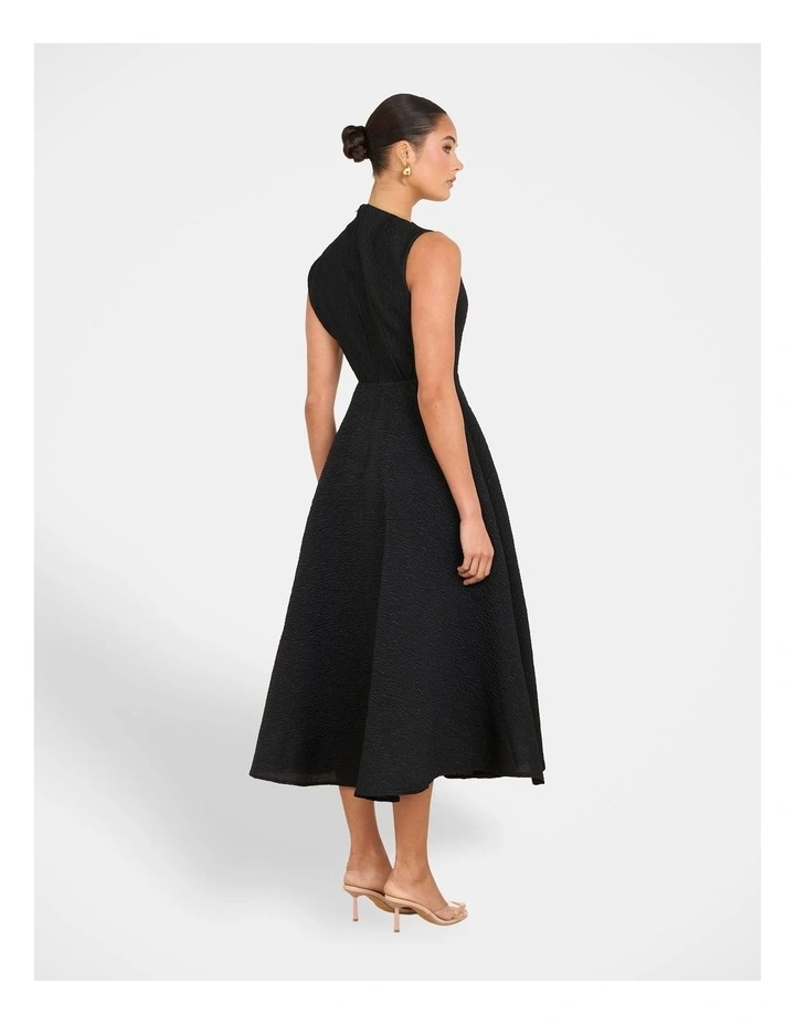 Monarch High Neck Midi Dress in Black image 2