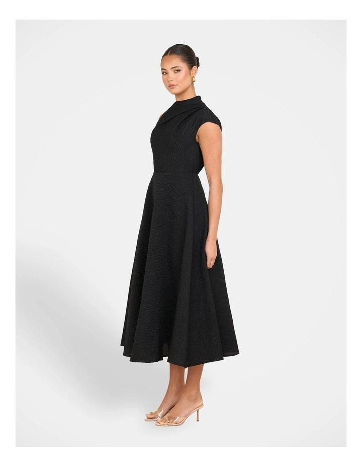 Monarch High Neck Midi Dress in Black image 3
