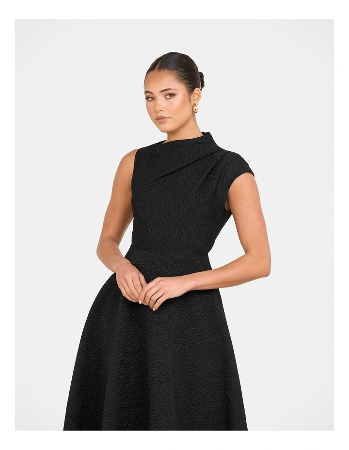 Monarch High Neck Midi Dress in Black image 4