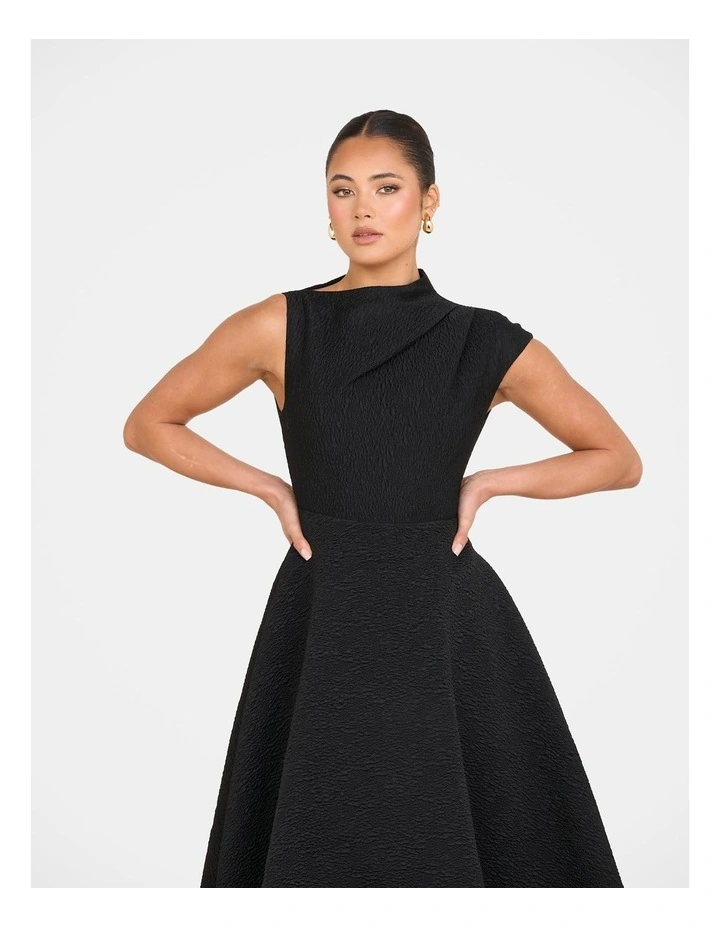 Monarch High Neck Midi Dress in Black image 5