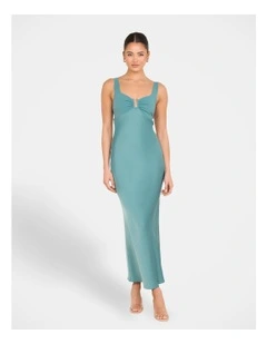 Gala Bias Cut Satin Maxi Dress in Blue