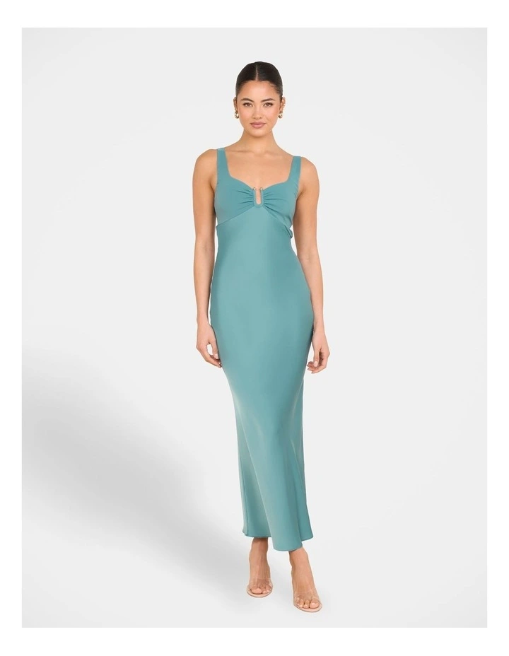 Gala Bias Cut Satin Maxi Dress in Blue image 1