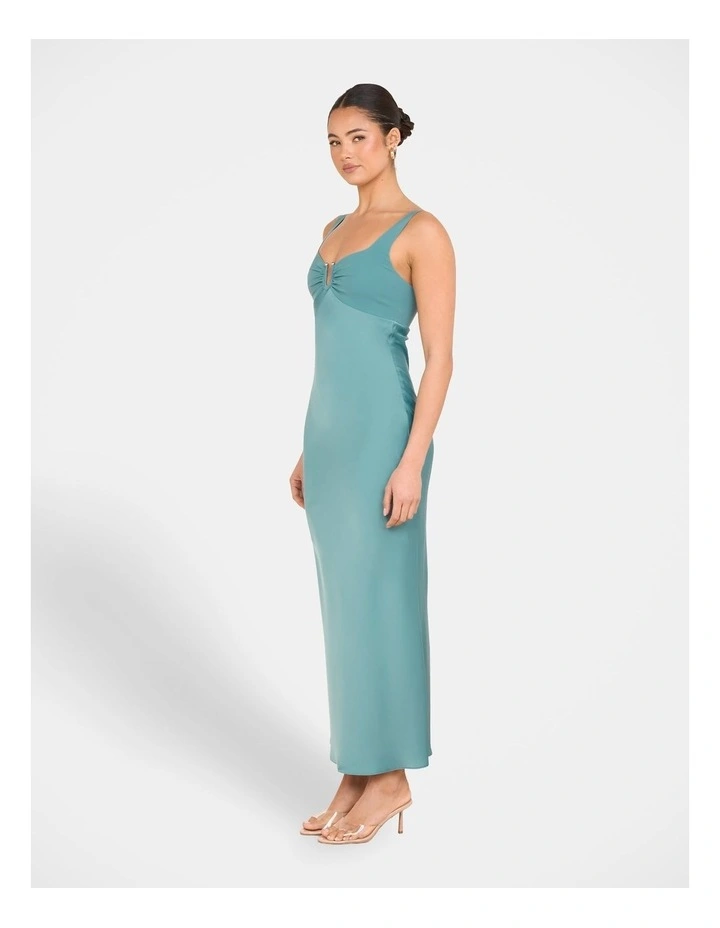 Gala Bias Cut Satin Maxi Dress in Blue image 3