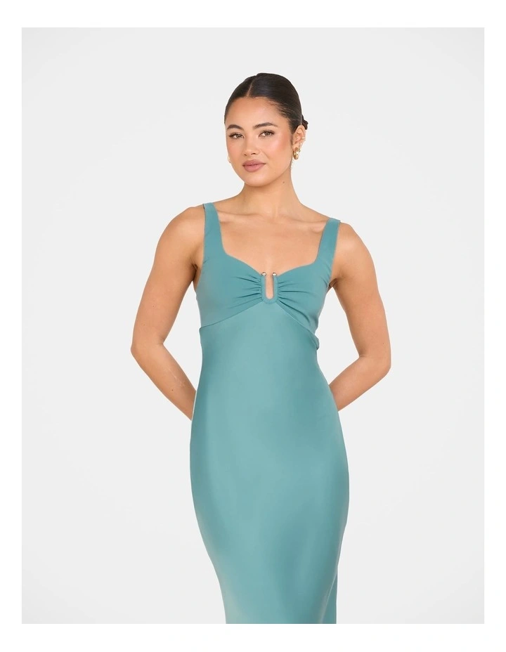 Gala Bias Cut Satin Maxi Dress in Blue image 4