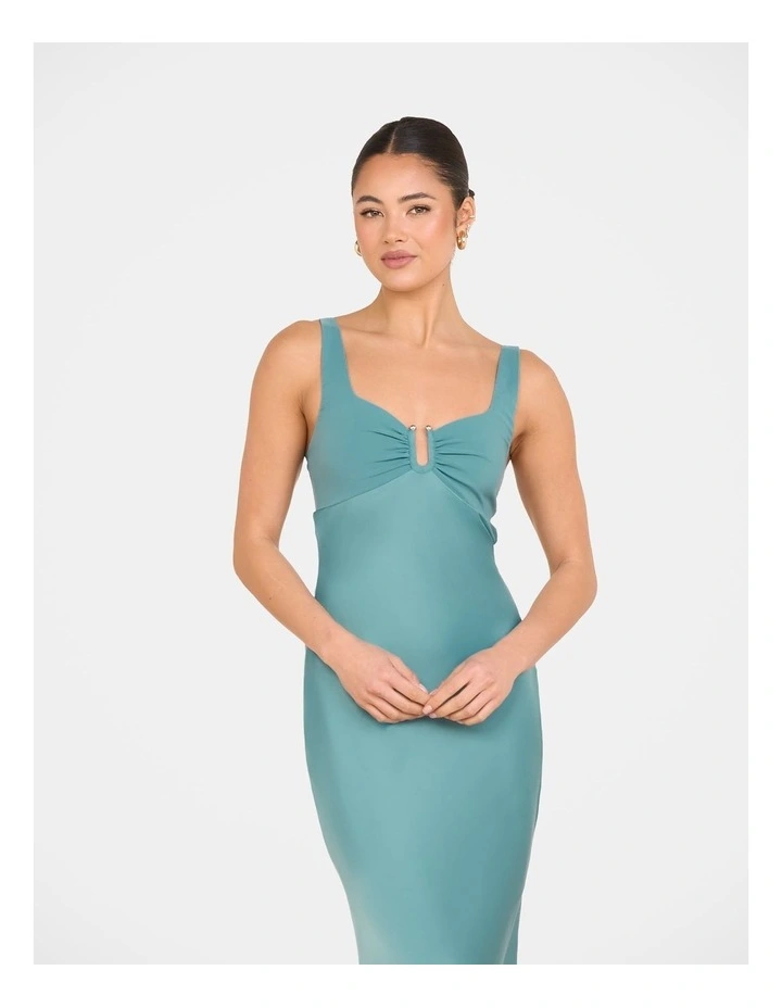 Gala Bias Cut Satin Maxi Dress in Blue image 5