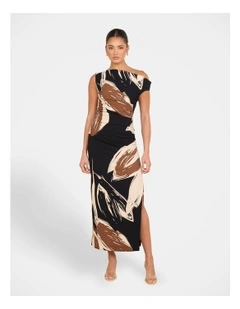 Quai One Shoulder Midi Dress in Multi