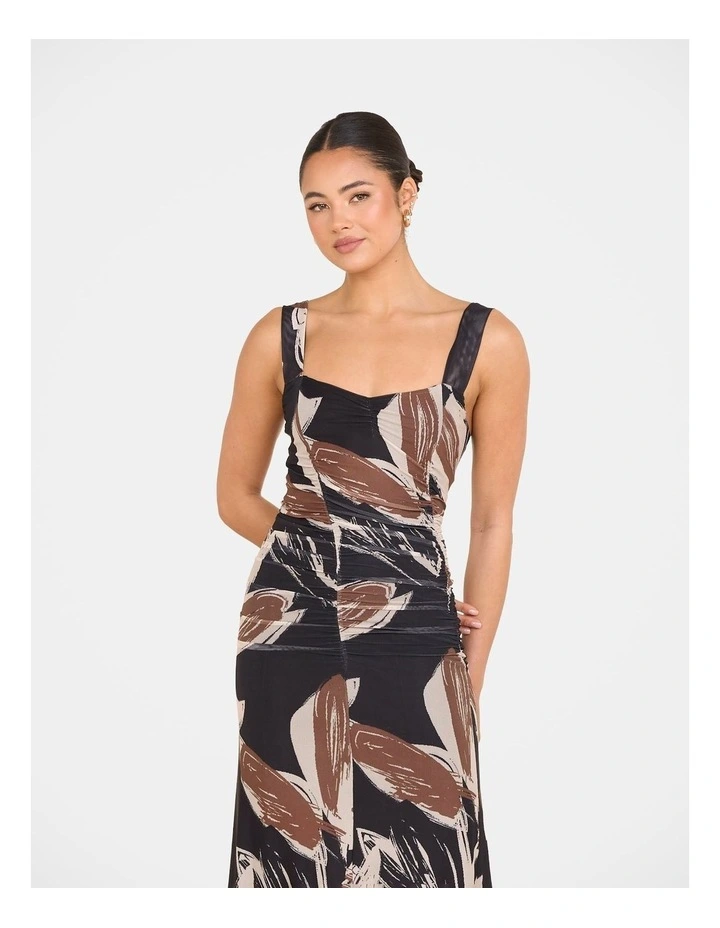 Indie Printed Mesh Dress in Multi image 4
