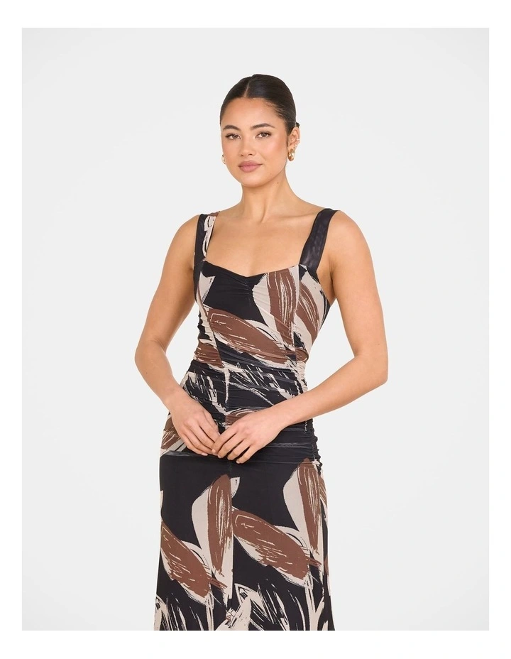 Indie Printed Mesh Dress in Multi image 5