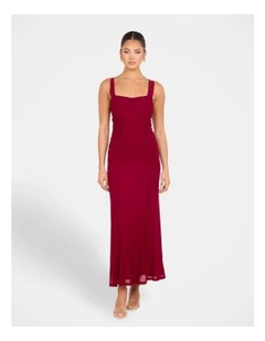 Gabrielle Straight Neck Maxi Dress in Red