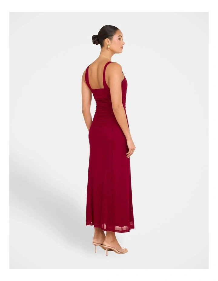 Gabrielle Straight Neck Maxi Dress in Red image 2