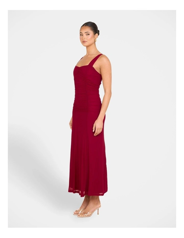 Gabrielle Straight Neck Maxi Dress in Red image 3