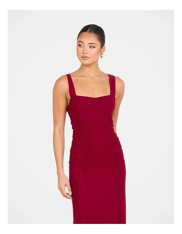 Gabrielle Straight Neck Maxi Dress in Red image 4