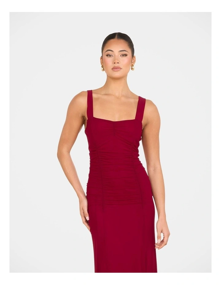 Gabrielle Straight Neck Maxi Dress in Red image 5