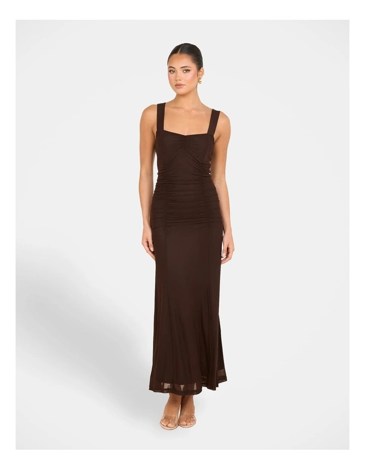 Pilgrim Gabrielle Straight Neck Maxi Dress in Brown | MYER