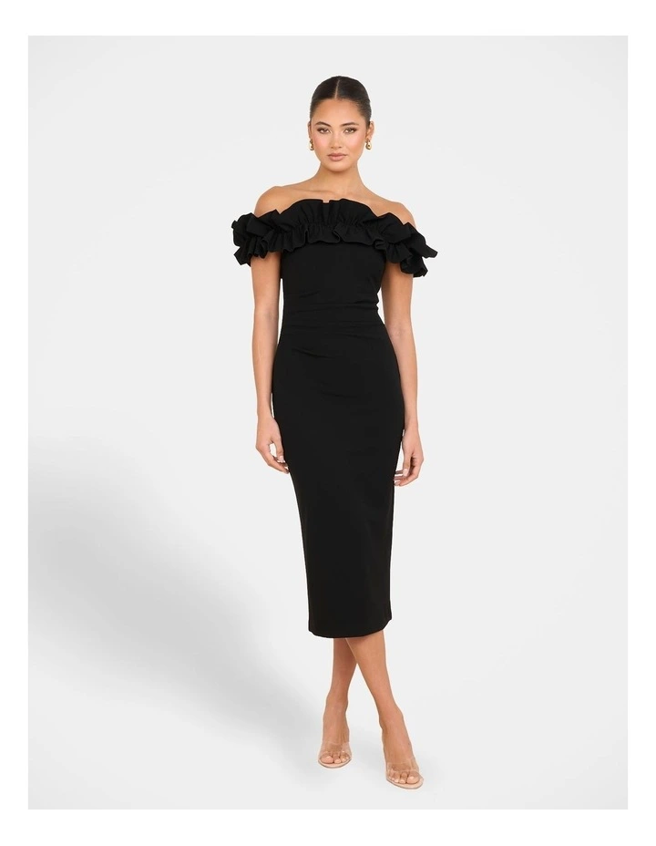 Corey Off Shoulder Midi Dress in Black image 1