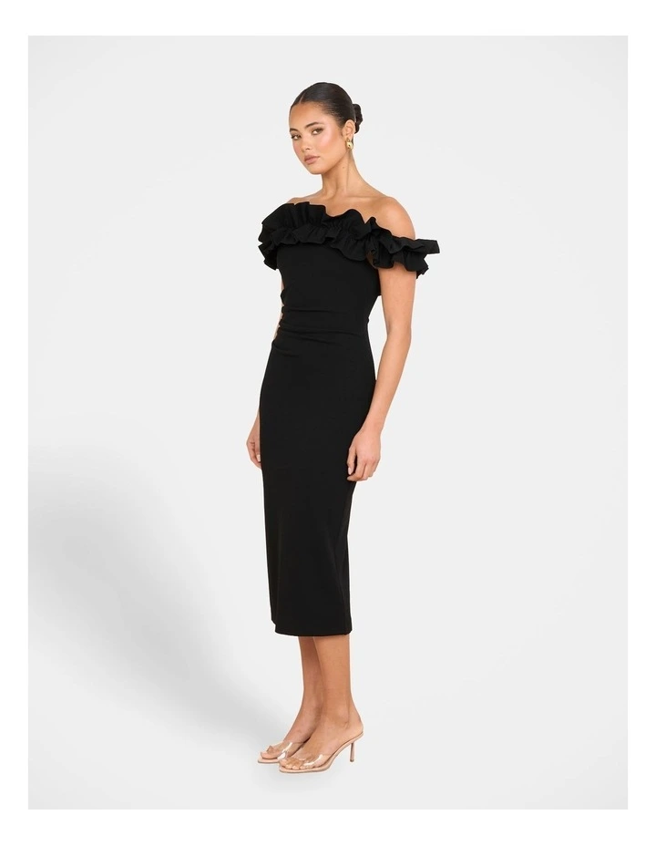 Corey Off Shoulder Midi Dress in Black image 3