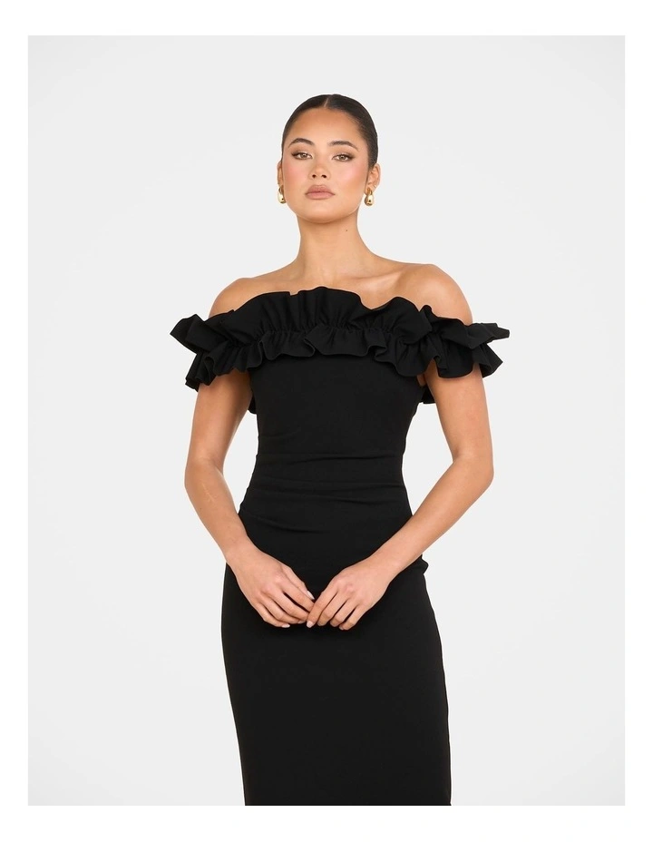 Corey Off Shoulder Midi Dress in Black image 4