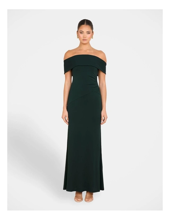 Barb Off Shoulder Gown in Green image 1