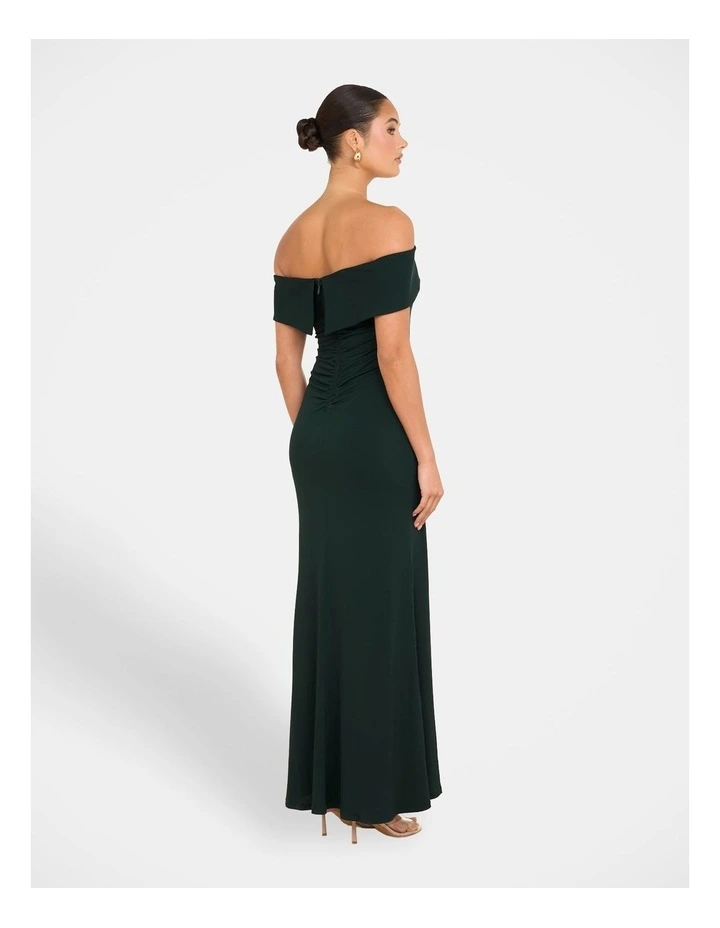 Barb Off Shoulder Gown in Green image 2
