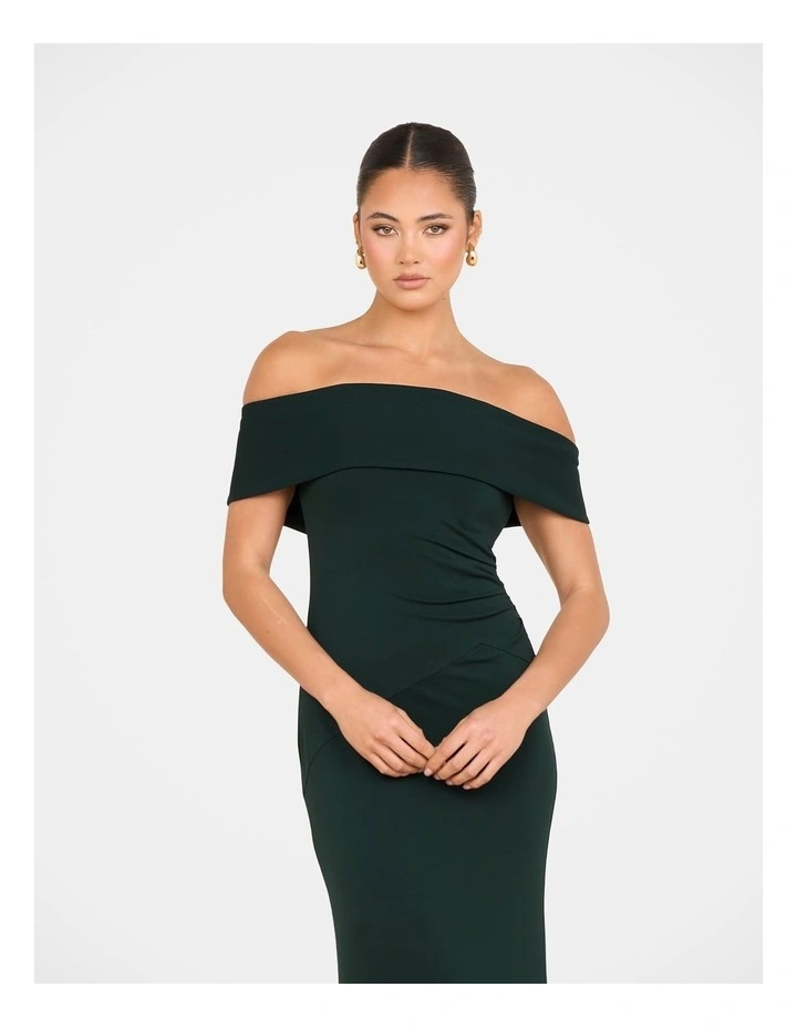Barb Off Shoulder Gown in Green image 3