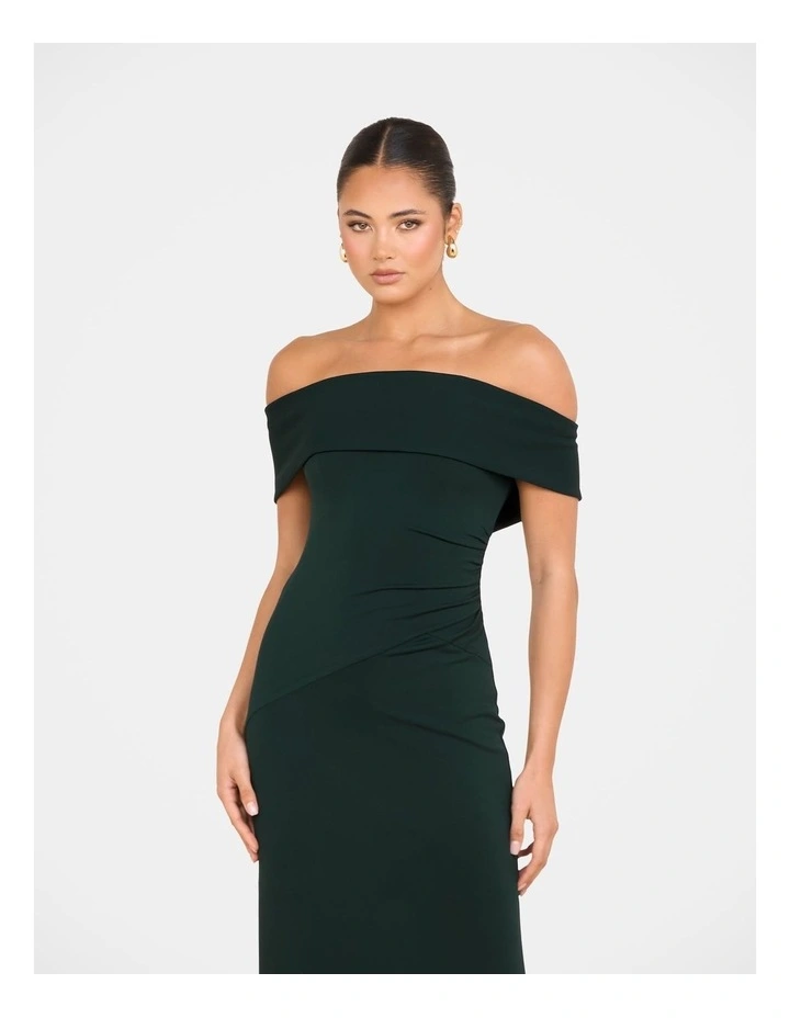 Barb Off Shoulder Gown in Green image 4