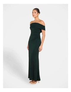 Barb Off Shoulder Gown in Blue