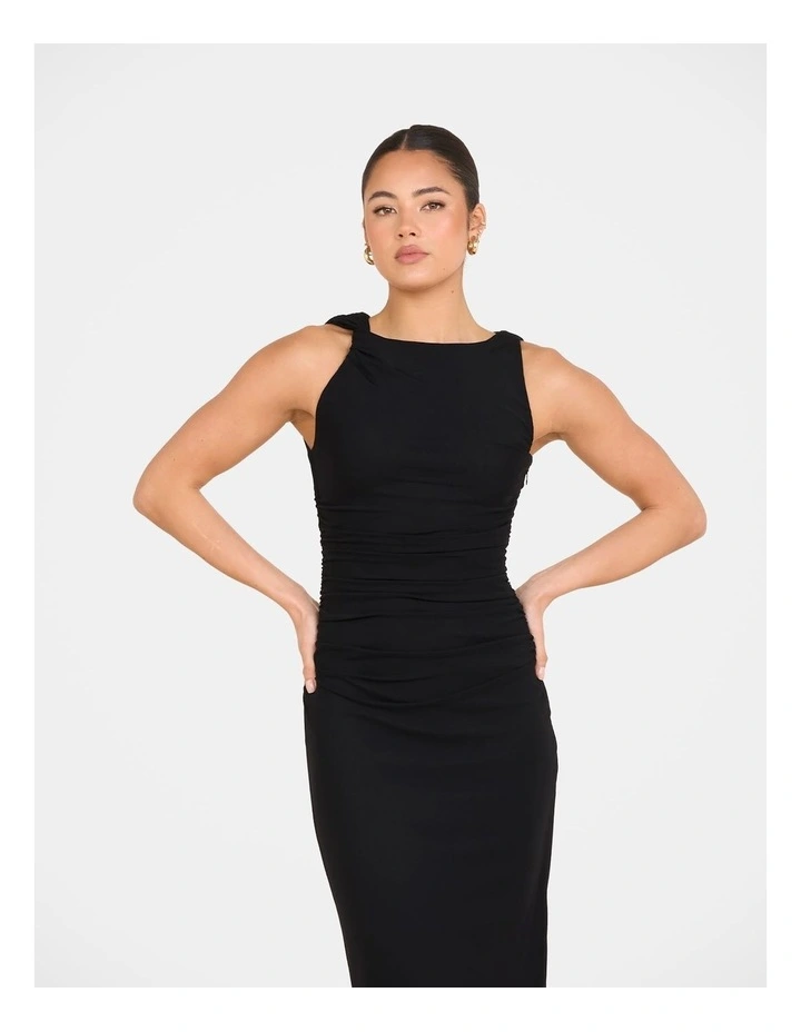 Kenny High Neck Maxi Dress in Black image 3
