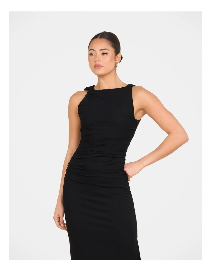 Kenny High Neck Maxi Dress in Black image 5