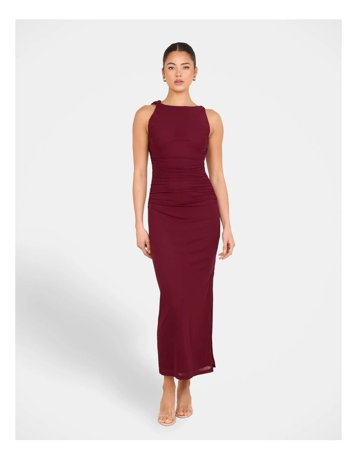 Kenny High Neck Maxi Dress in Red image 1