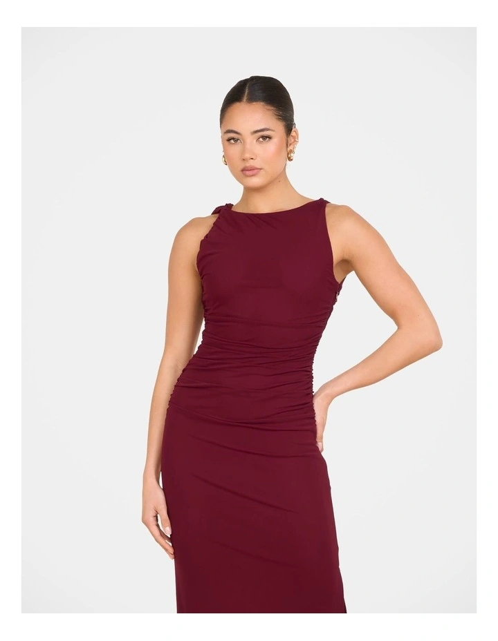 Kenny High Neck Maxi Dress in Red image 3
