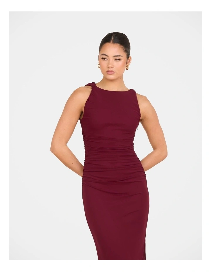 Kenny High Neck Maxi Dress in Red image 4