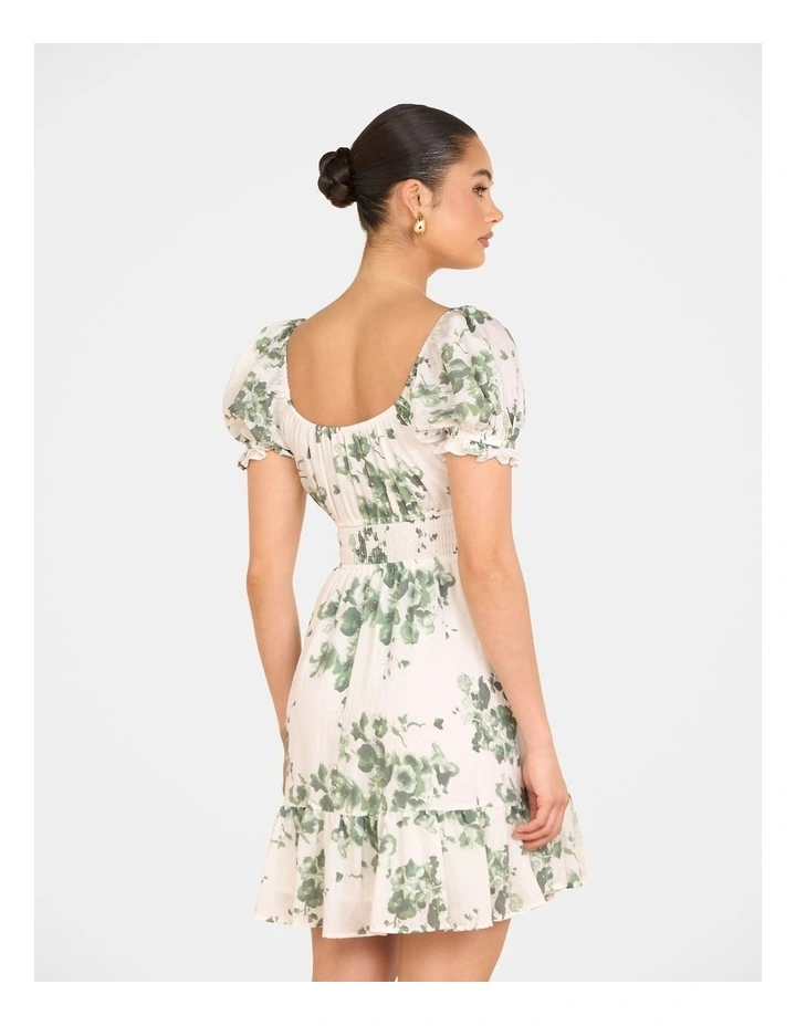 Carlita Puff Sleeve Mini Dress in Cream image 2