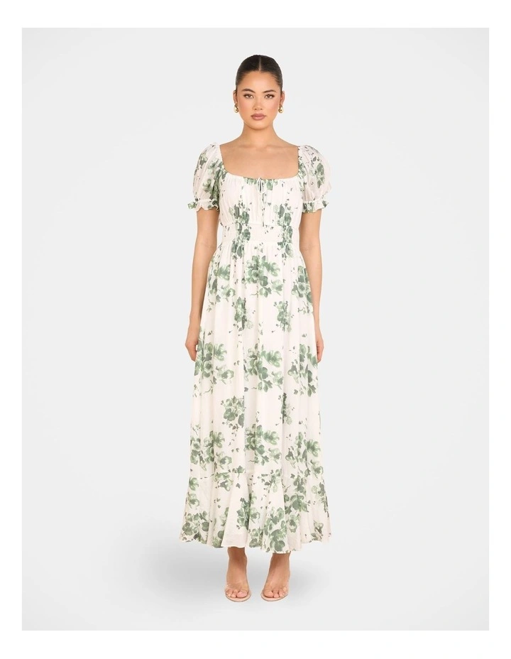 Xandie Puff Sleeve Maxi Dress in Cream image 1