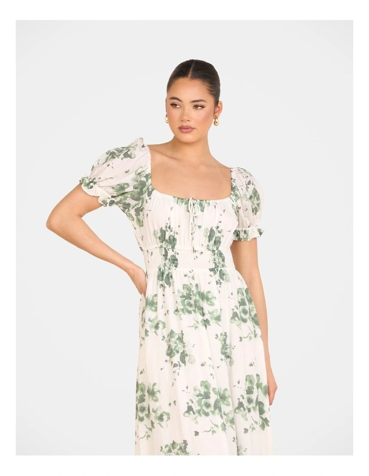 Xandie Puff Sleeve Maxi Dress in Cream image 2
