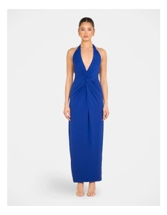 Tirelli Halter Maxi Dress in Blue